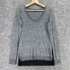 Express Sweater Womens Gray Black S Small Lace Tunic Knit Long Sleeve Scoop Neck